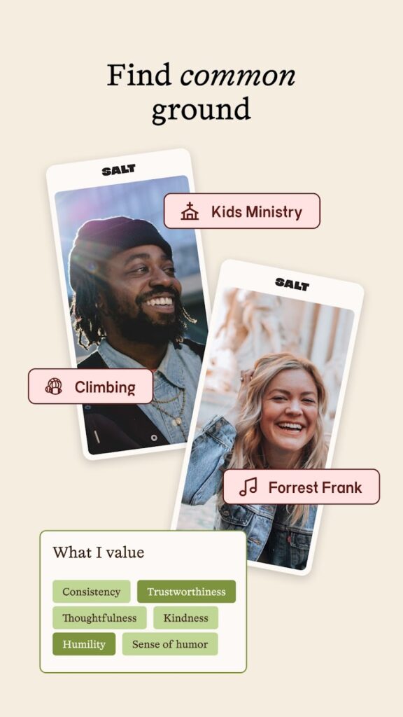 Find common ground on Salt - Christian Dating App.